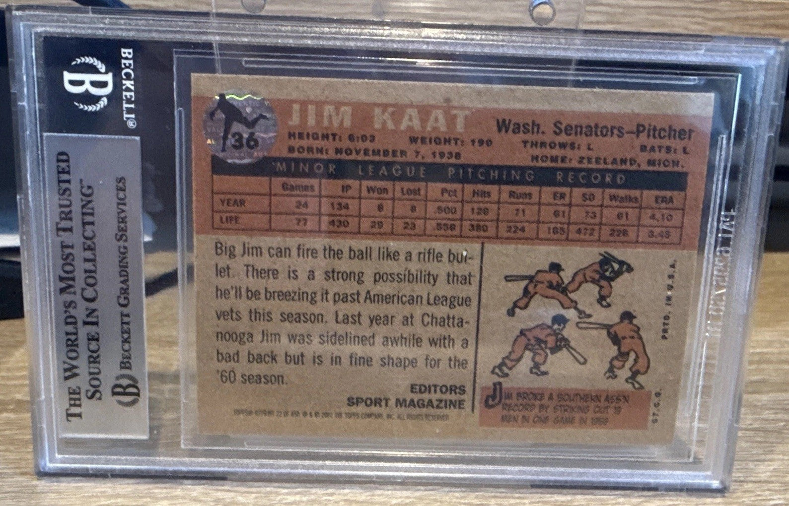 Jim Kaat 2001 Topps Archives #72 Beckett BAS Signed Inscribed HOF 2022 Autograph