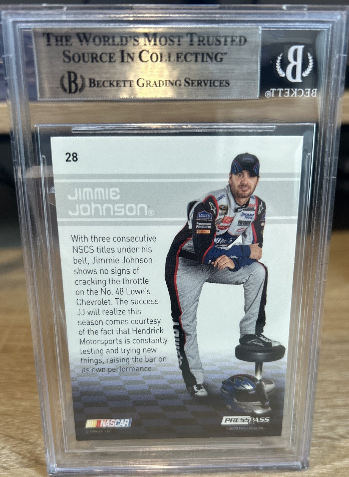 2009 Press Pass Premium JIMMIE JOHNSON #4 SIGNED AUTOGRAPH BECKETT BAS Slab