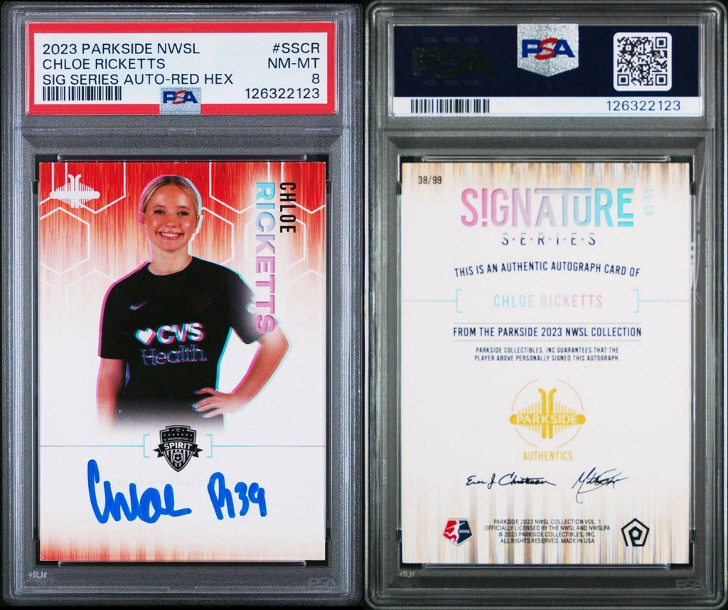 2023 Parkside NWSL Vol 2 Red Hex /99 Chloe Ricketts #SS-CR PSA 8 Rookie Auto RC