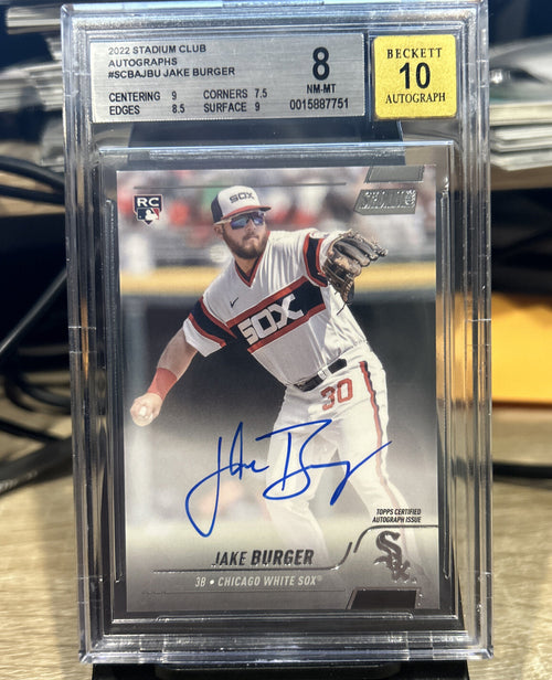 2022 Topps Stadium Club Jake Burger Rookie Autograph RC #SCBA-JBU BGS 8 Auto 10