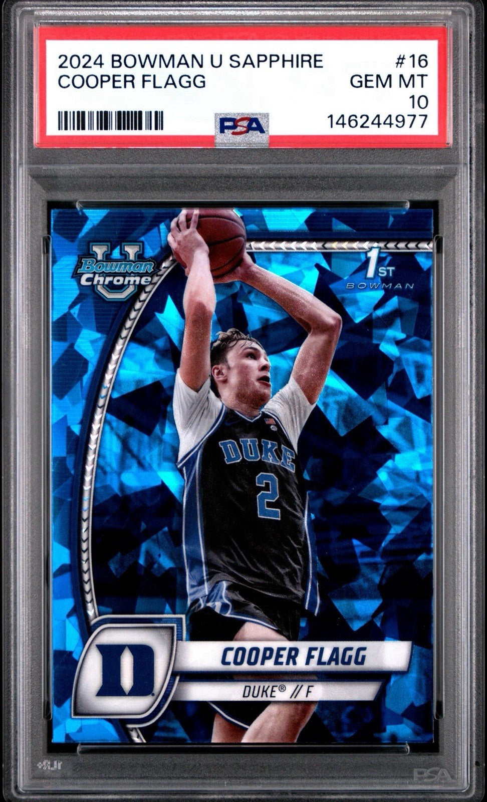 2024 Bowman University Cooper Flagg Sapphire#16 PSA 10