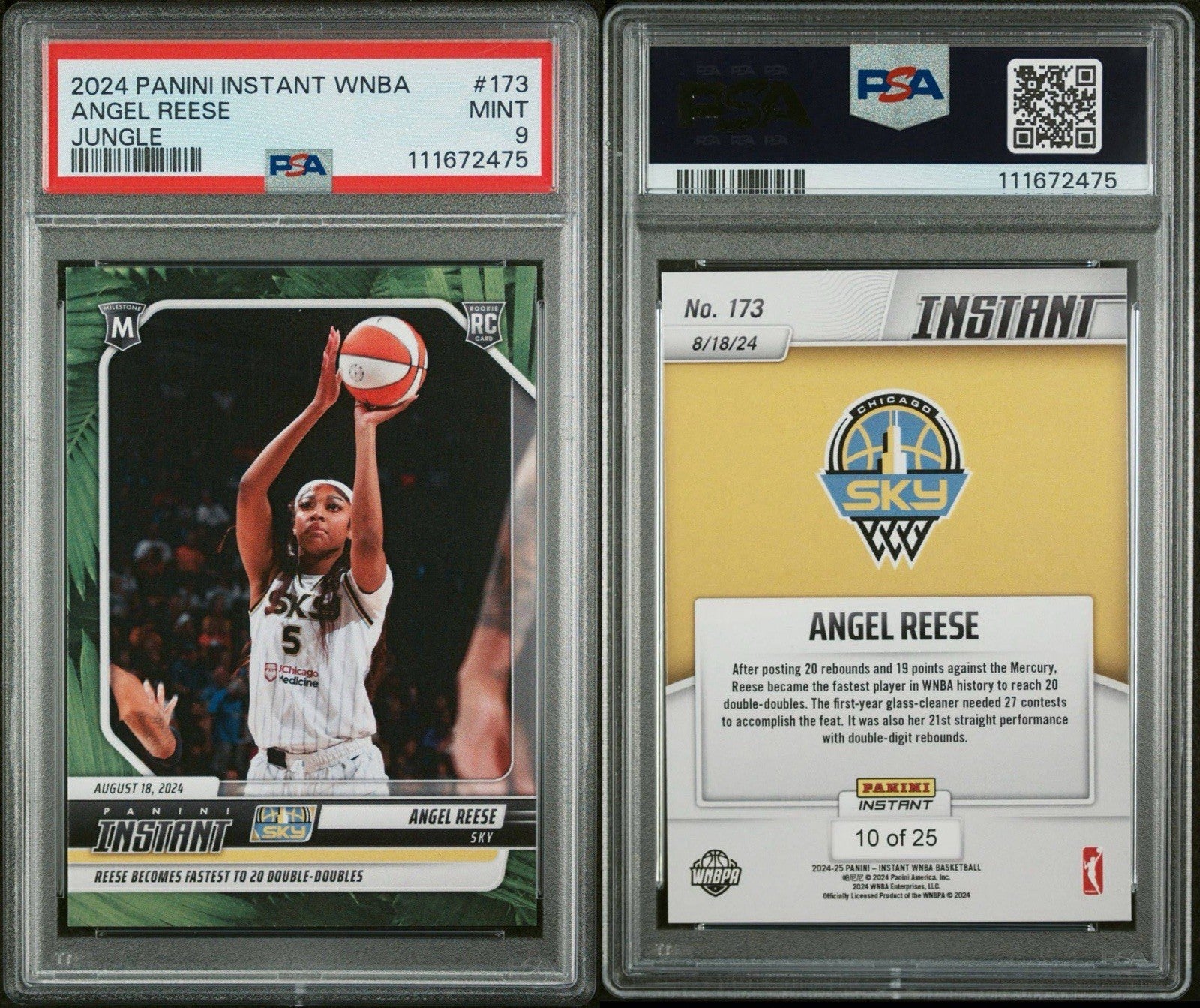 2024 Panini Instant WNBA #173 Angel Reese RC Jungle /25 - PSA 9