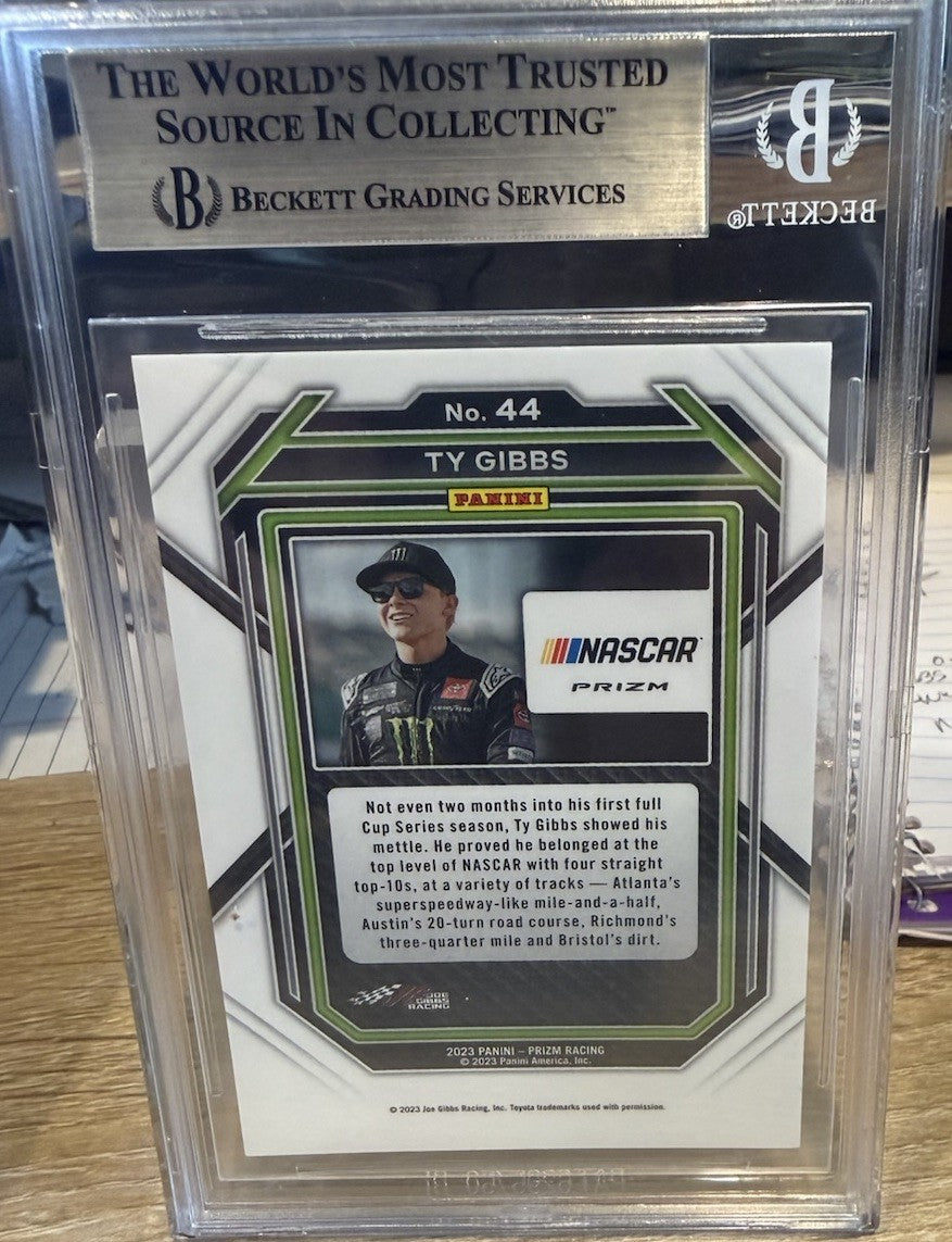 Signed - Ty Gibbs Signed 2023 Panini Prizm Red #44 Auto - Beckett BAS Slab