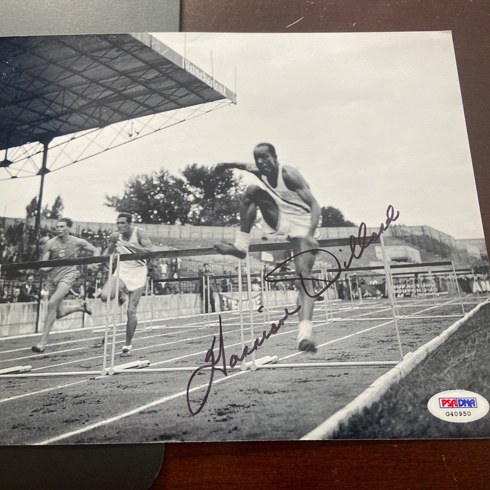 HARRISON DILLARD SIGNED 8x10 PHOTO OLYMPIC GOLD TRACK AND FIELD PSA/DNA COA