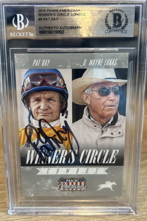 2015 Panini Americana Winner's Circle #8 Pat Day Signed Beckett BAS Slab