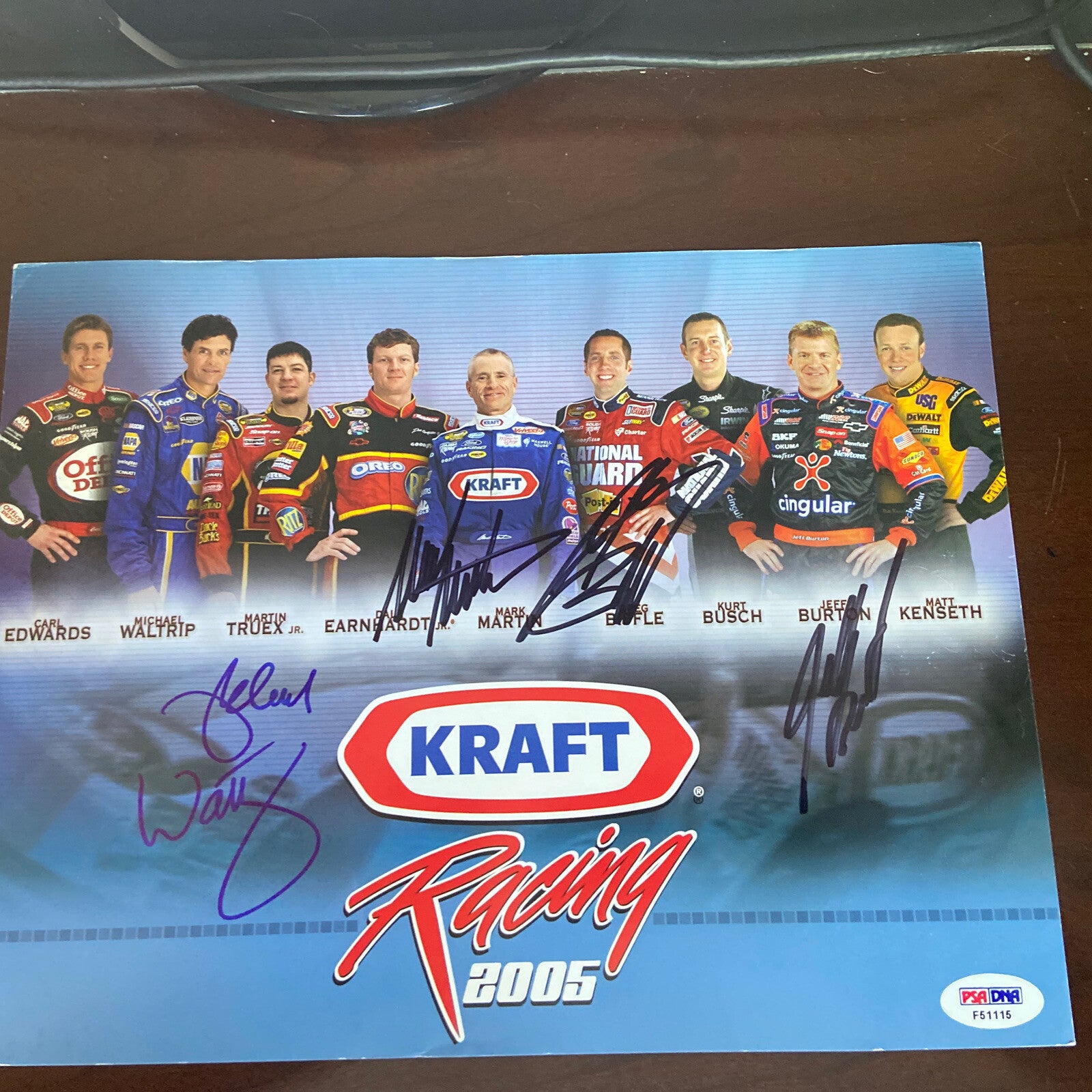 2005 Multi Signed NASCAR Hero Card -Michael Waltrip,Mark Martin, Greg Biffle PSA