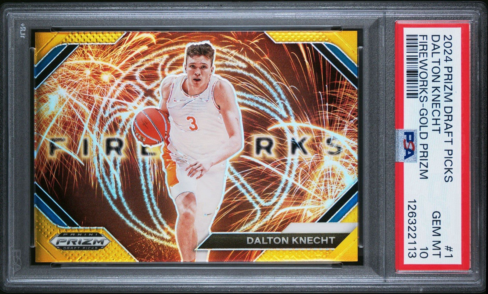 Dalton Knecht 2024 Panini Prizm Draft Picks RC Fireworks Gold SP /10 PSA 10 #1