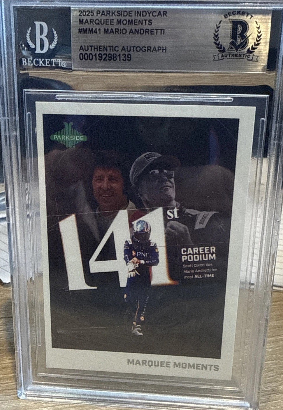 MARIO ANDRETTI Signed 2025 Parkside Marquee Moments #MM41 - Beckett BAS encased