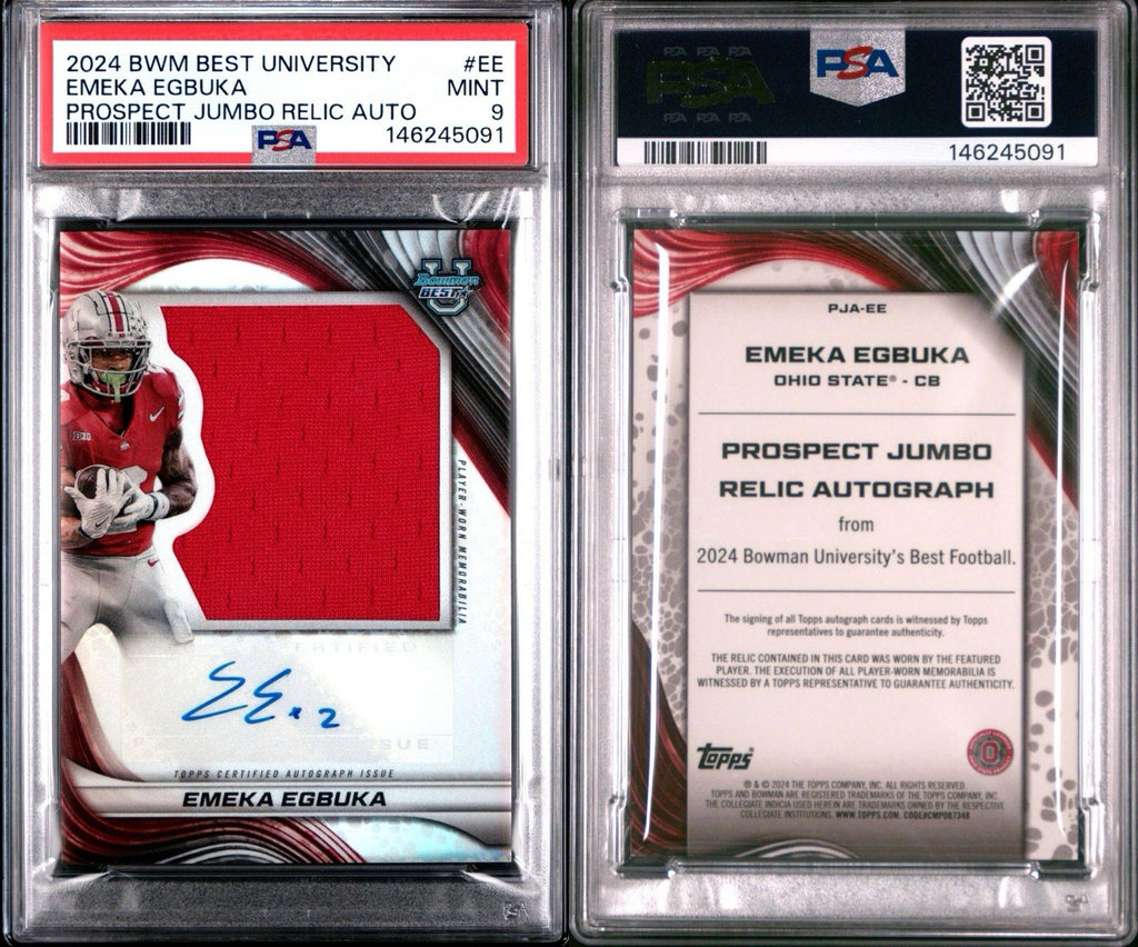 2024 Bowman's Best U Jumbo Relic Autograph - Emeka Egbuka - PSA 9