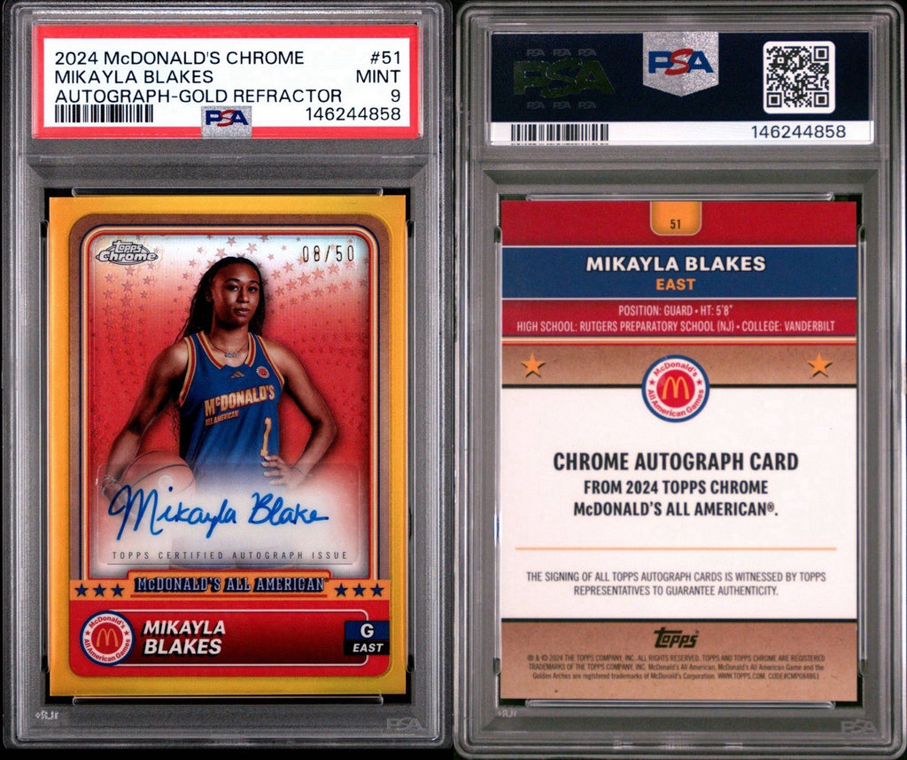 2024 Topps McDonald's Chrome Auto MIKAYLA BLAKES #51 - Gold Ref  /50 PSA 9 Mint