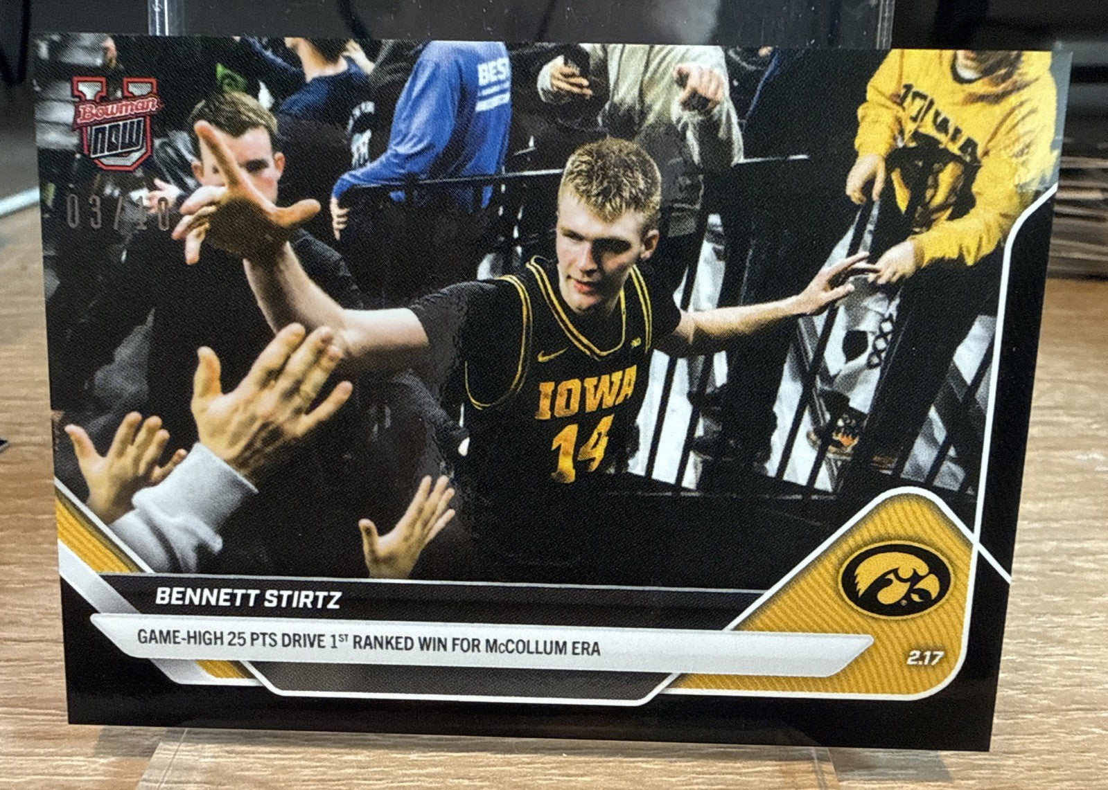 2025-26 Bowman U Now - Black Foil #77-A Bennett Stirtz #d /10 - Ranked Win
