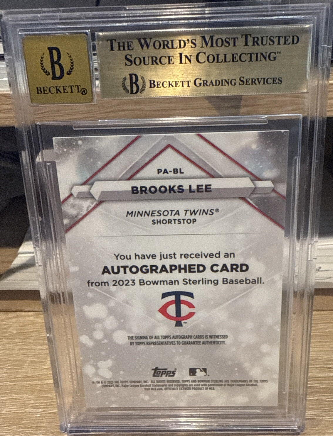 BGS 9.5 Auto 10 - 2023 Bowman Sterling BROOKS LEE RC Prospect Auto #PABL Twins