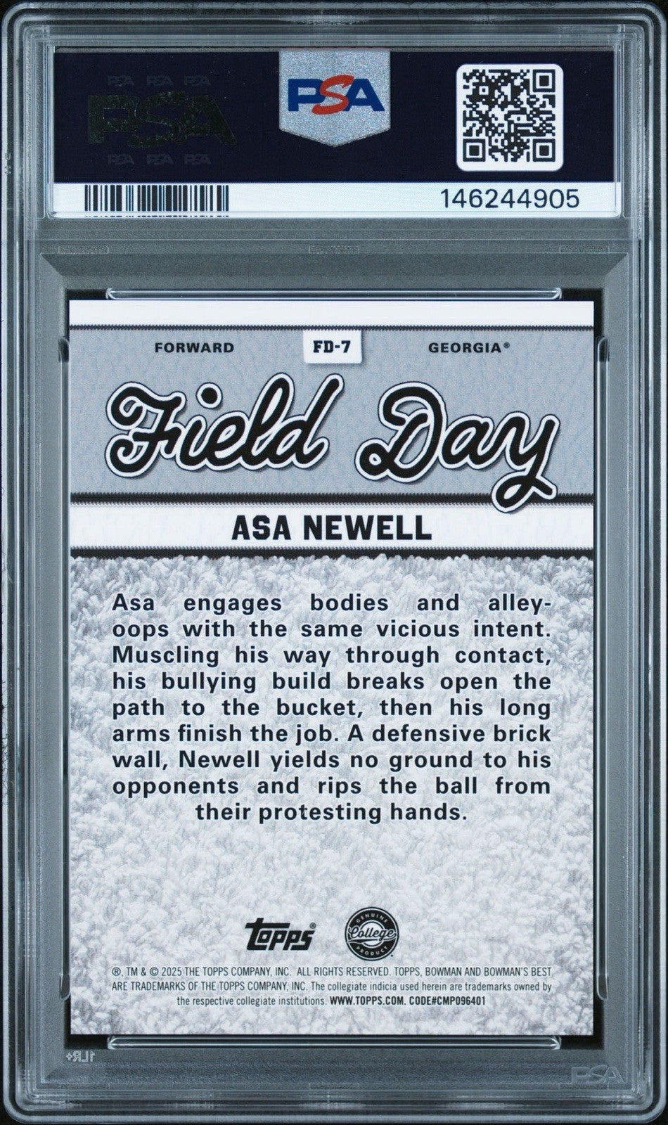 2024 Bowman U Best Asa Newell Field Day Black Refractor /10 - PSA 10 Gem