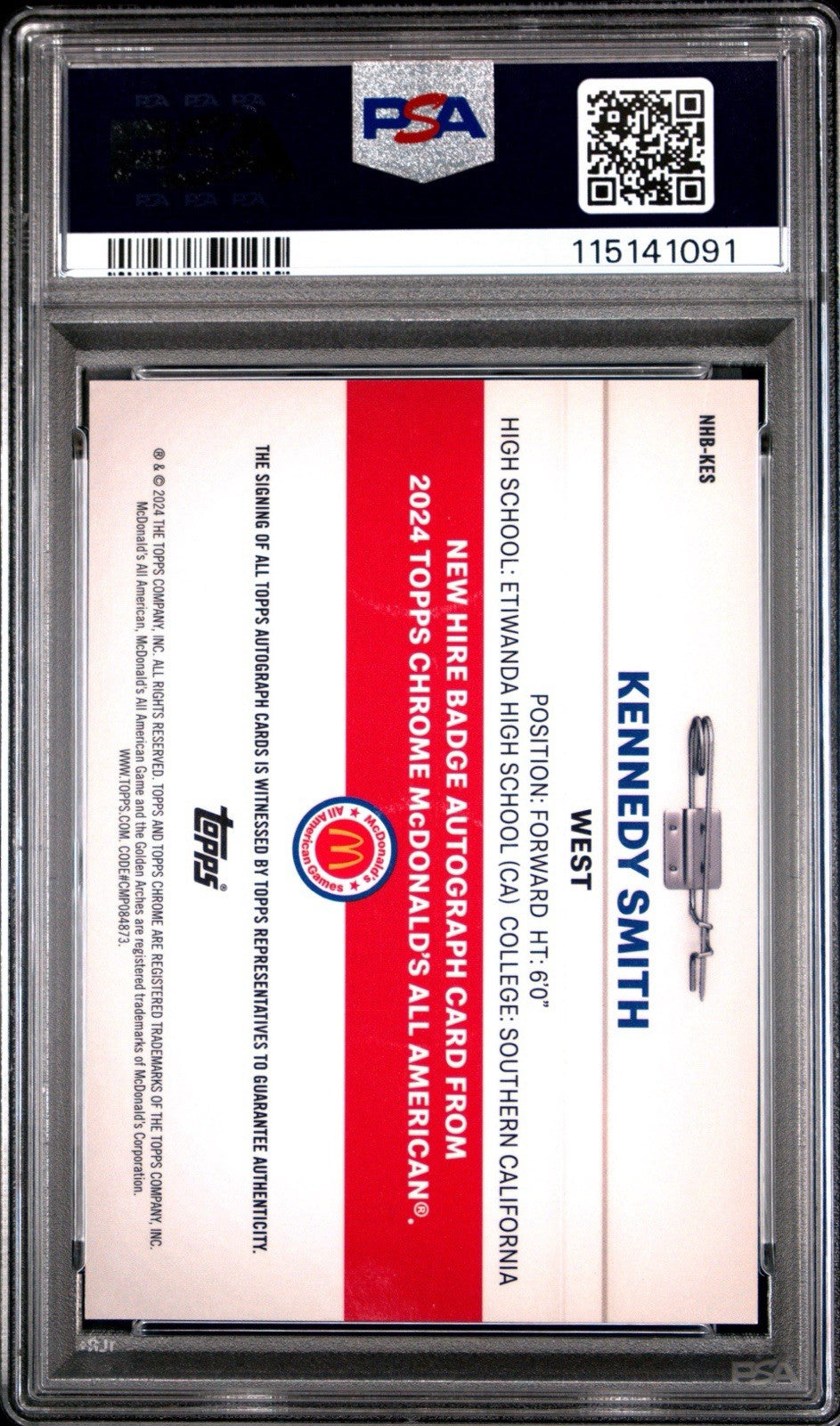 2024 Topps Chrome McDonald's New Hire - Kennedy Smith Tie-Dye Auto /25 - PSA 10