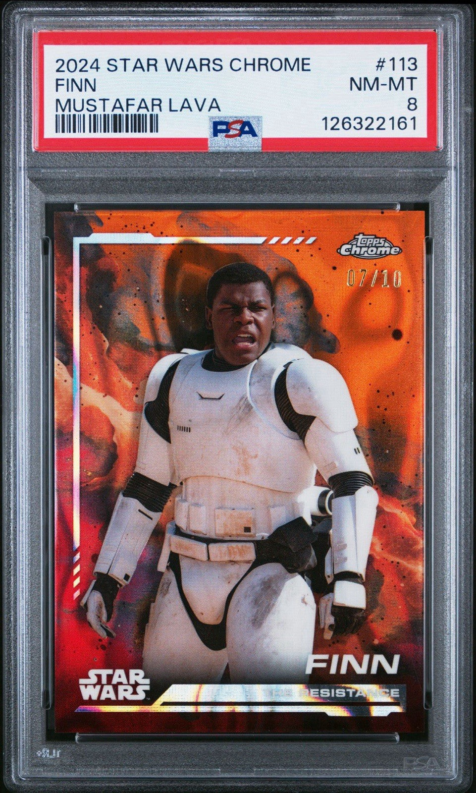 2024 Topps Chrome Star Wars Finn- Mustafar Lava #d /10 PSA 8