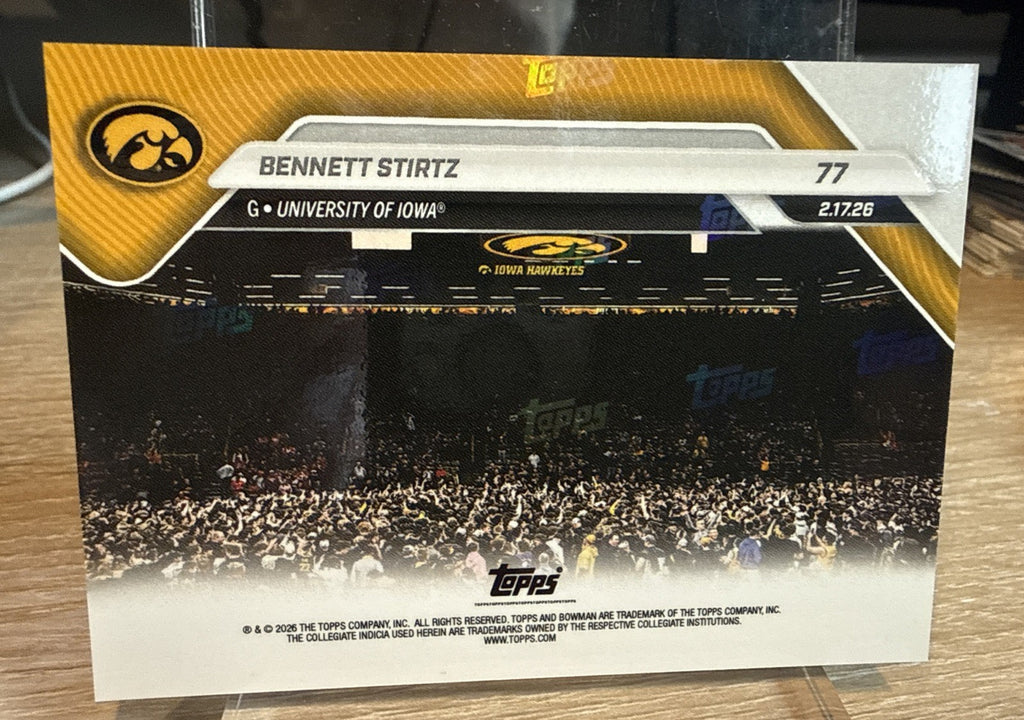 2025-26 Bowman U Now - Gold Foil #77 Bennett Stirtz Rookie #d /50 1st Ranked Win