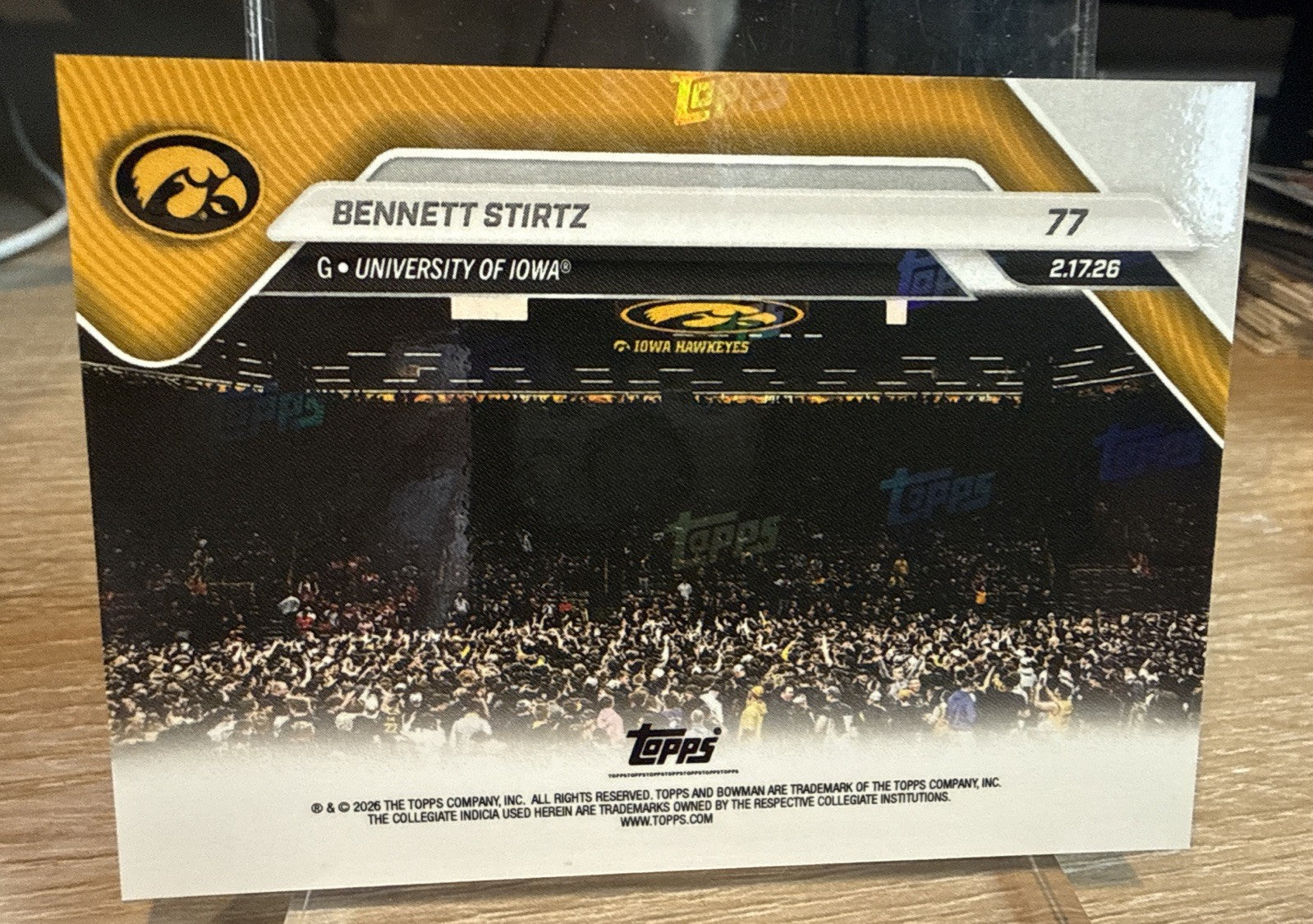 2025-26 Bowman U Now - Gold Foil #77 Bennett Stirtz Rookie #d /50 1st Ranked Win