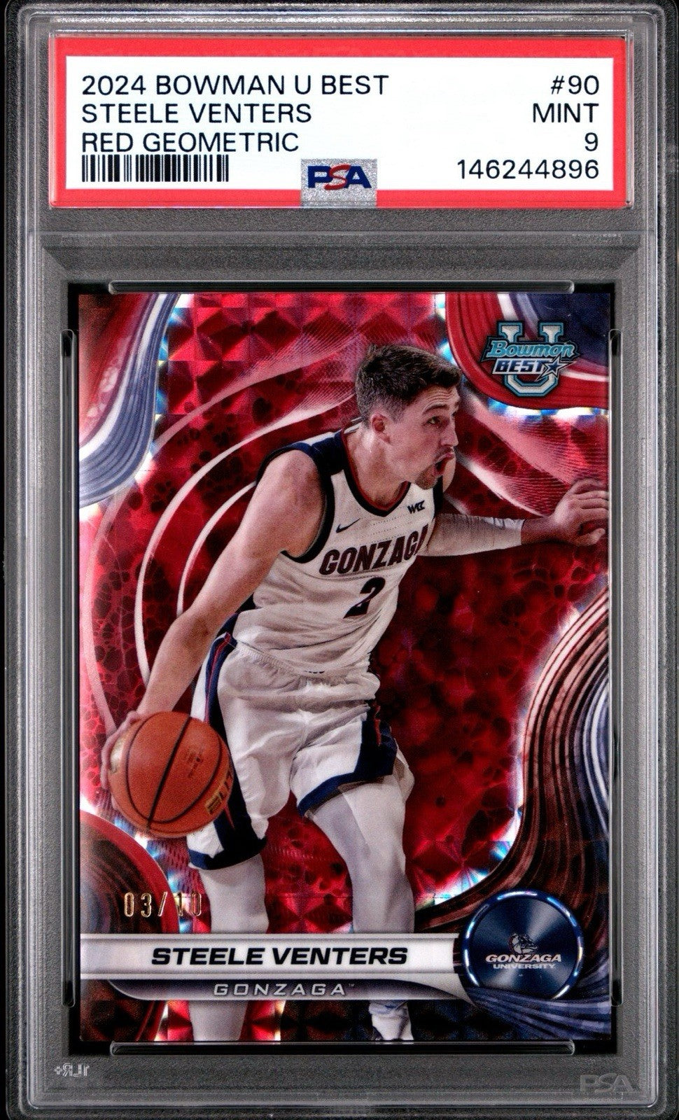 Steele Venters 2024-25 Bowman U Best - Red Geometric /10 #90 - PSA 9 Mint