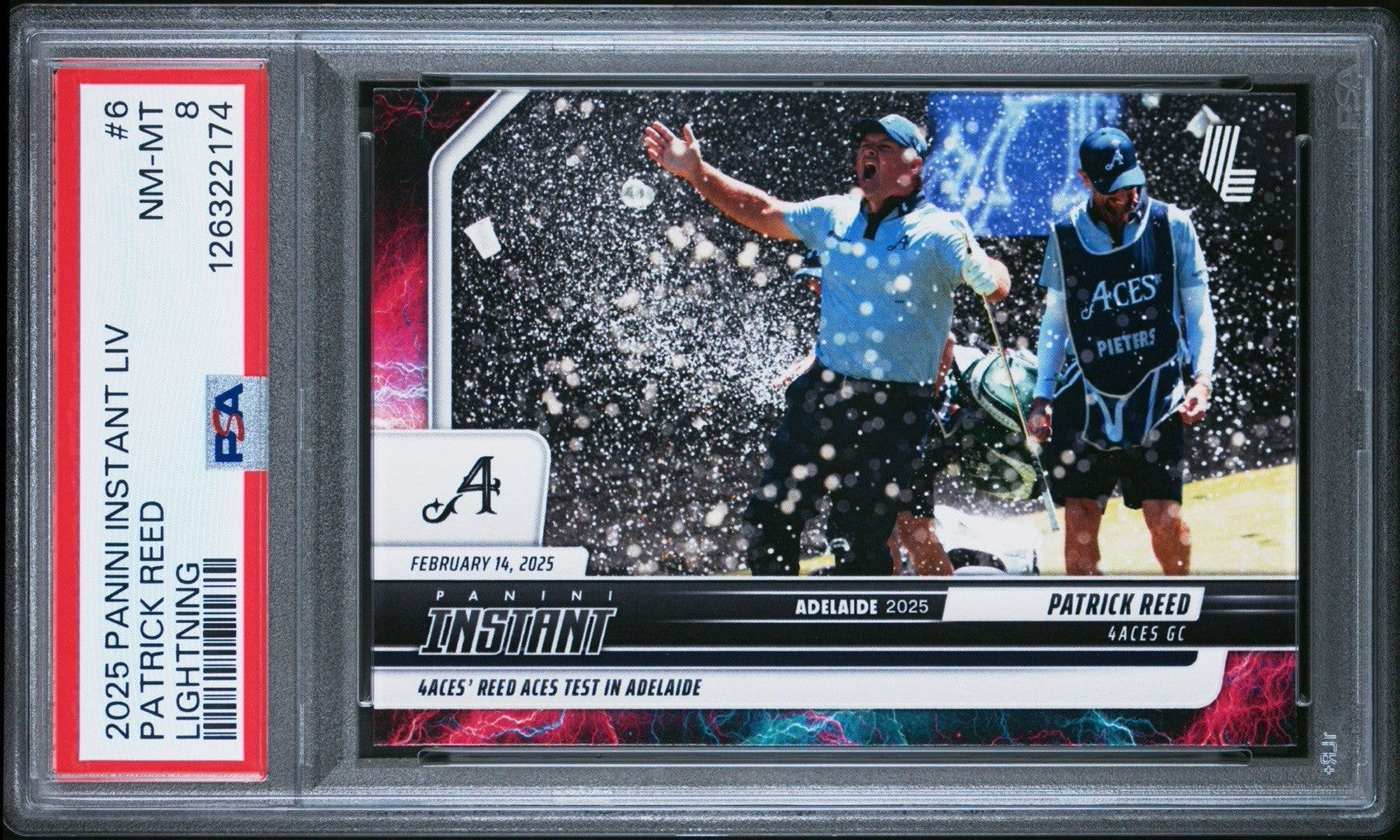2025 PANINI INSTANT LIV GOLF #6 - Patrick Reed Lightning #d /5 - PSA 8