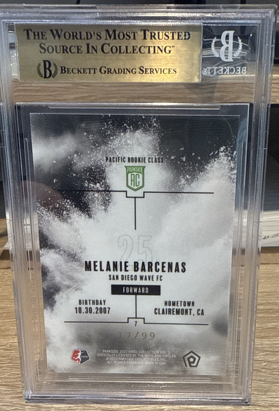BGS 9.5 - 2023 Parkside NWSL Pacific Rookie Class #d  /99 Melanie Barcenas #7 RC