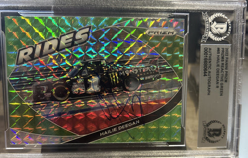 2022 Panini Prizm Reactive Green Hailie Deegan #65 Autograph Beckett BAS Encased