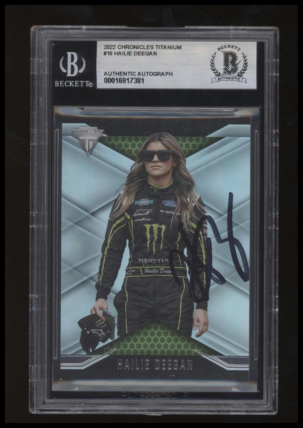 Signed 2022 Panini Chronicles #16 Hailie Deegan Titanium Beckett BAS Slab