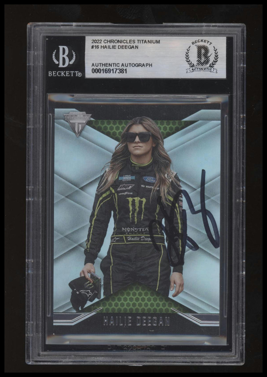 Signed 2022 Panini Chronicles #16 Hailie Deegan Titanium Beckett BAS Slab