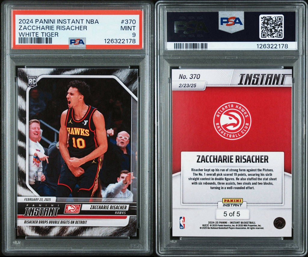 2024 PANINI INSTANT NBA #370 White Tiger - ZACCHARIE RISACHER /5 - PSA 9
