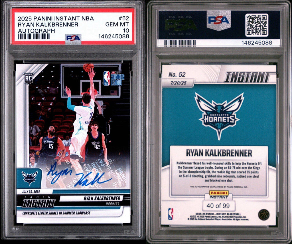 2025-26 Panini Instant NBA #52 Ryan Kalkbrenner  Auto  Rookie Card PSA 10 Gem