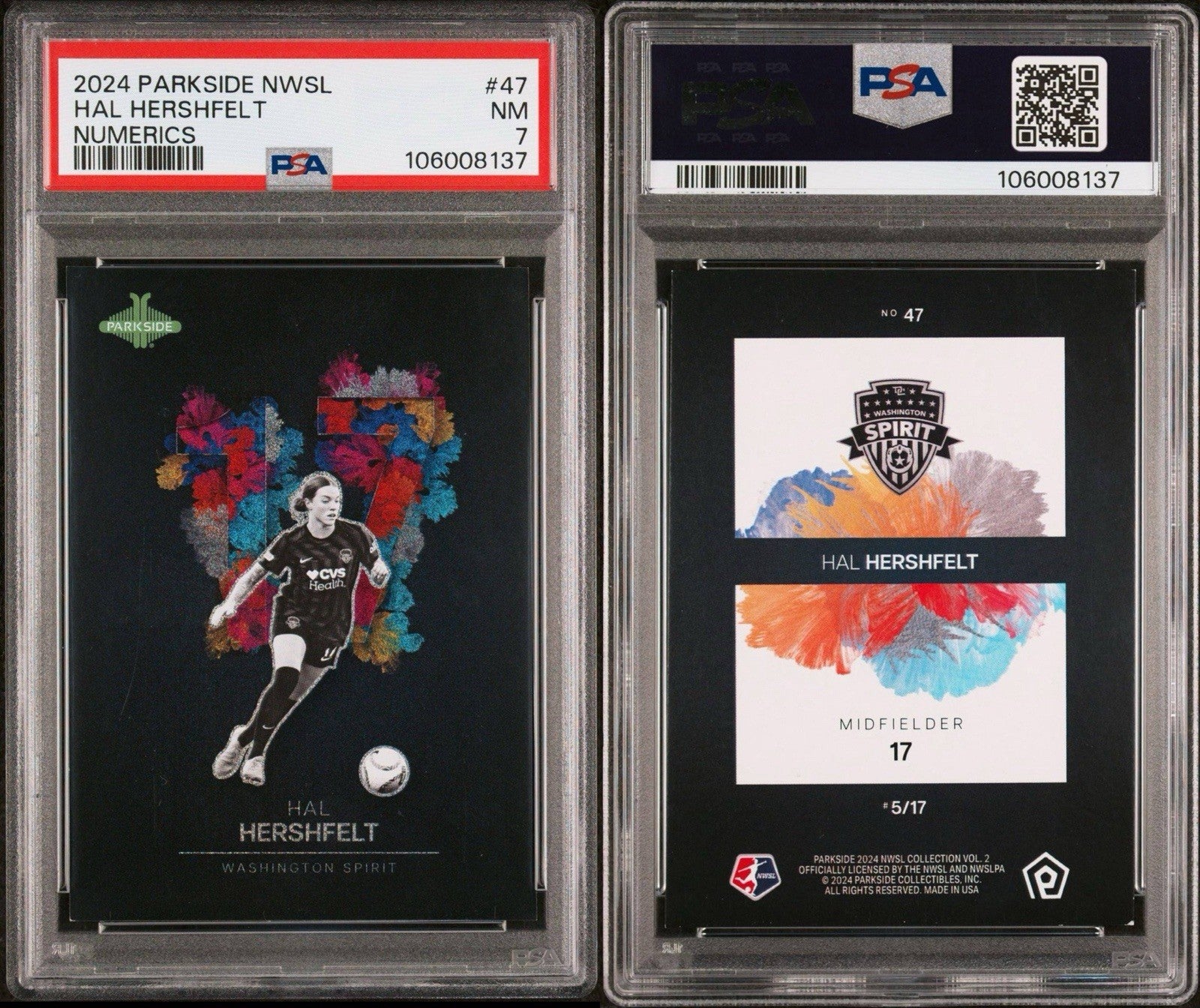 2024 Parkside NWSL Vol 2 Hal Hershfelt Numerics #47 SSP /17 - PSA 7 NM Pop 1