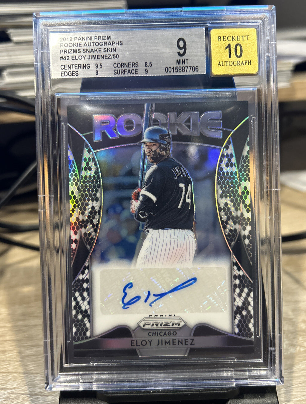 2019 Panini Prizm Eloy Jimenez Rookie AUTO Snake Skin /50 BGS 9 Mt Auto 10 Gem