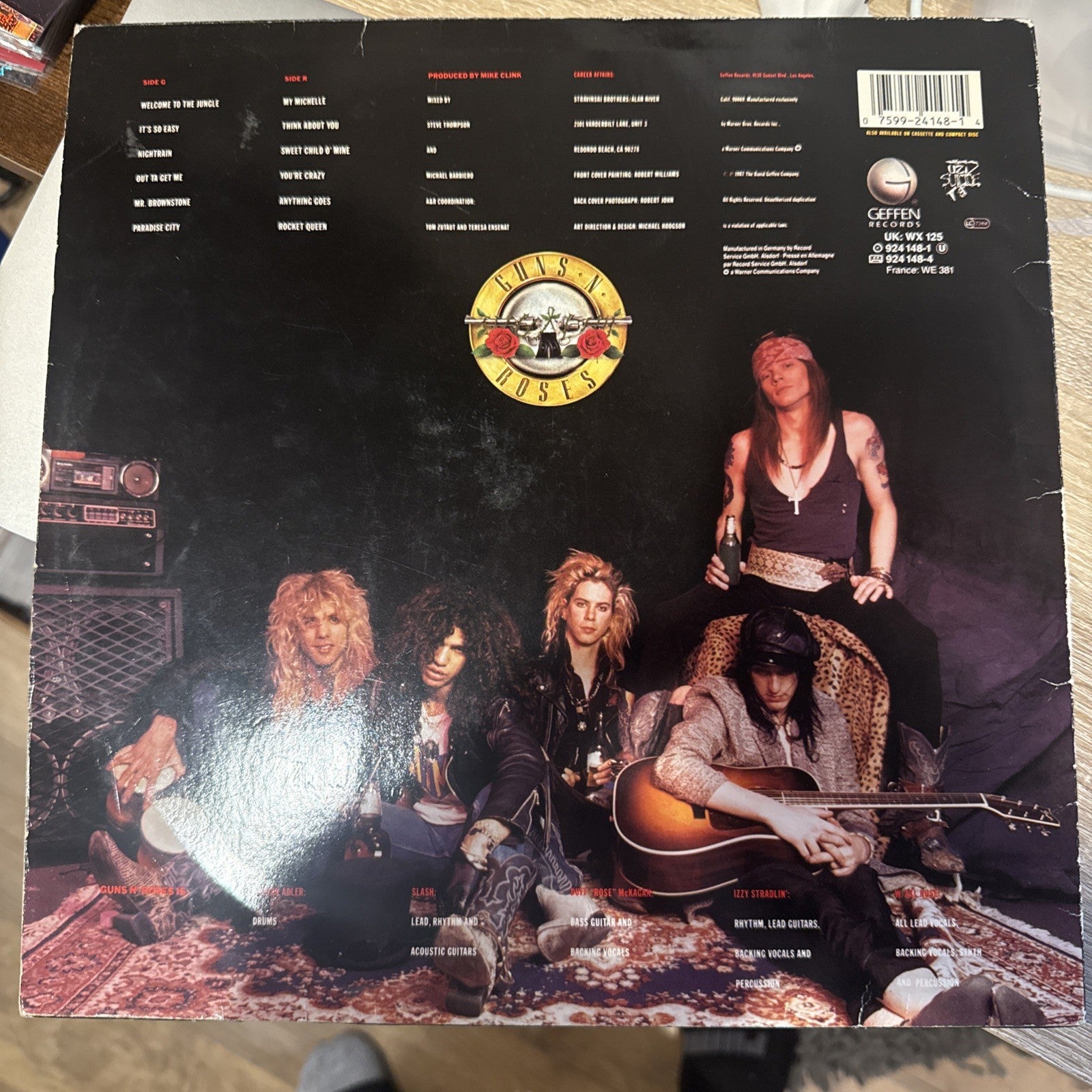 SLASH signed GNR Appetite for Destruction Original VINYL - BAS Beckett Letter