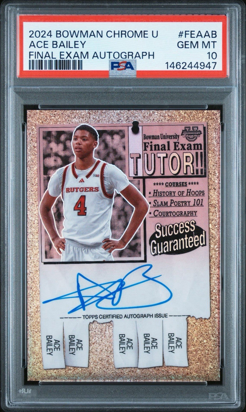 2024-25 Bowman U Chrome - Final Exam Autographs Ace Bailey #FEA-AB PSA 10 Gem