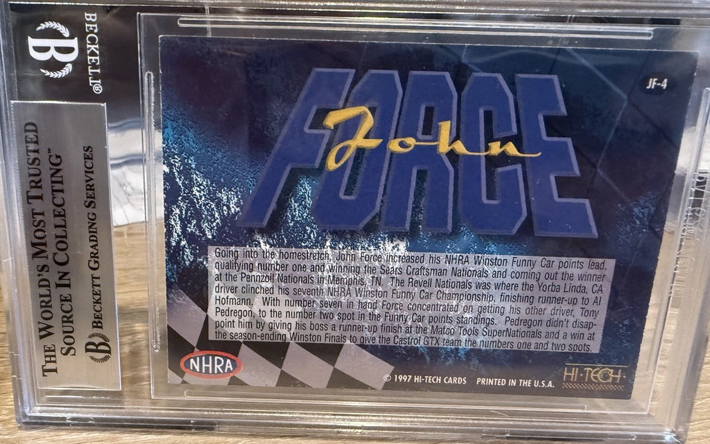 Signed 1997 Hi Tech NHRA #JF4 John Force - Beckett BAS Slabbed