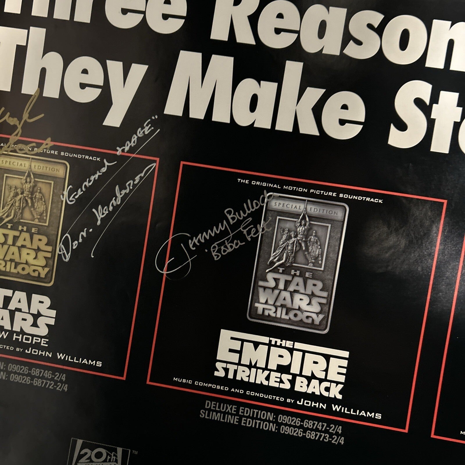 STAR WARS Trilogy Movie Poster  Signed by 3 - Mayhew, Bulloch And Don Henderson