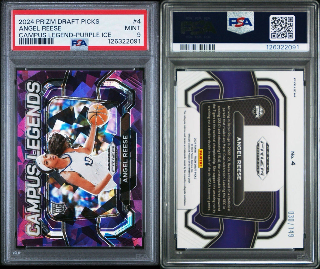 2024 Prizm Draft Picks ANGEL REESE CAMPUS LEGENDS Purple Ice #d /149 PSA 9