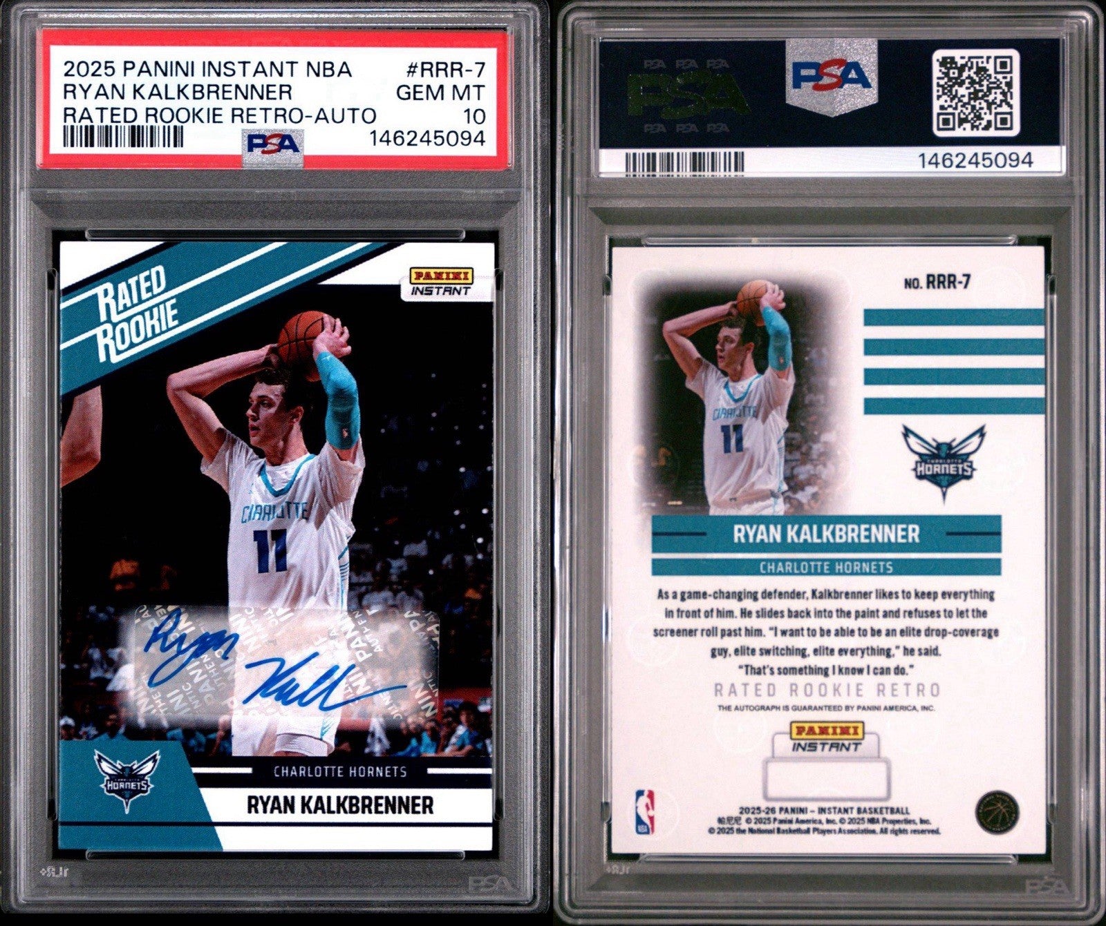 2025-26 Panini Instant Retro #RRR-7 Ryan Kalkbrenner  Auto  Rookie Card PSA 10