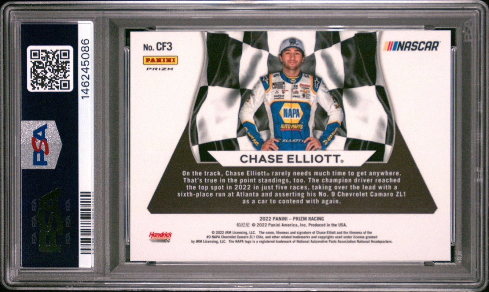 2022 Panini Prizm Racing #CF3 Chase Elliott Checkered Flag - PSA 10 Gem
