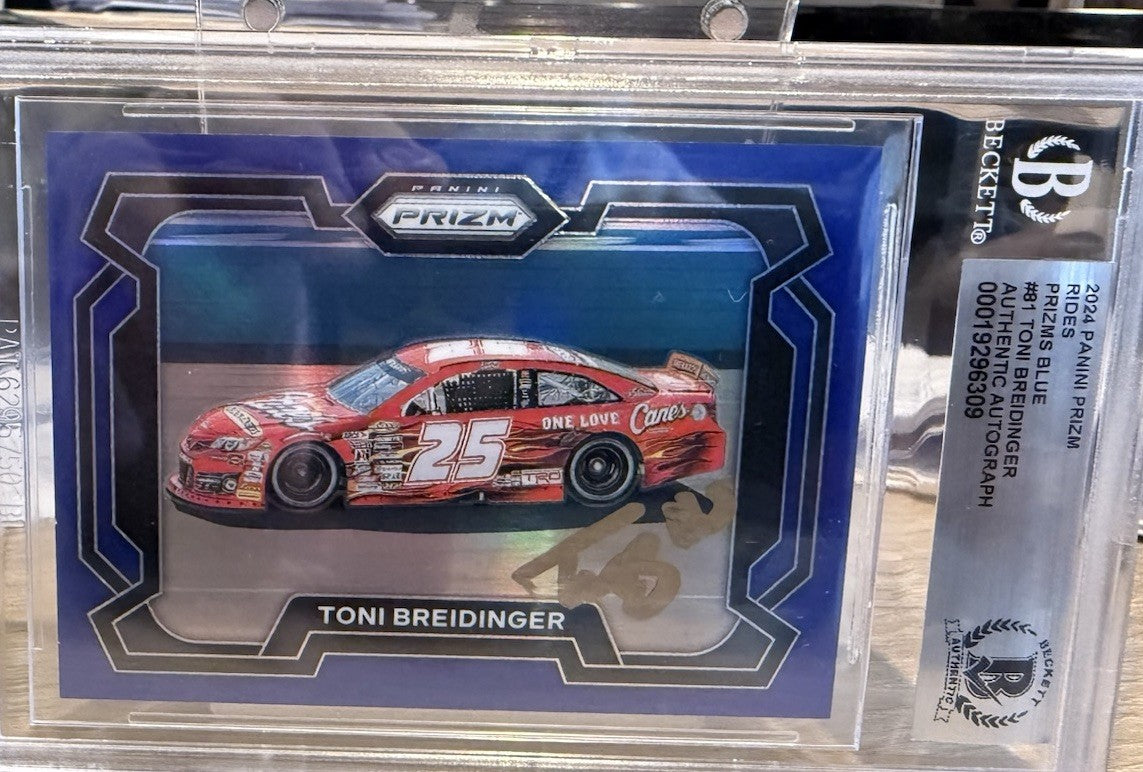 Signed 2024 Panini Prizm Rides Blue /199 Toni Breidinger - Beckett BAS Slab