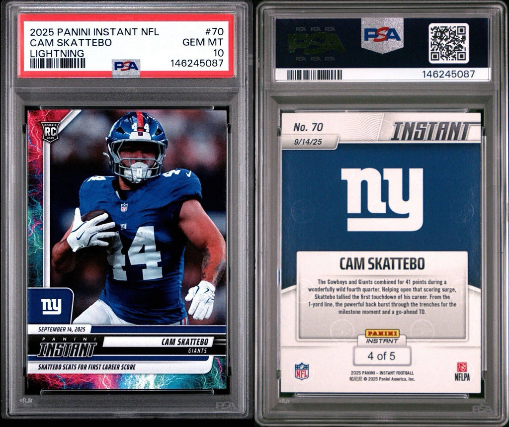 Cam Skattebo 2025 Panini Instant #70 1st TD RC /5  PSA 10 Gem