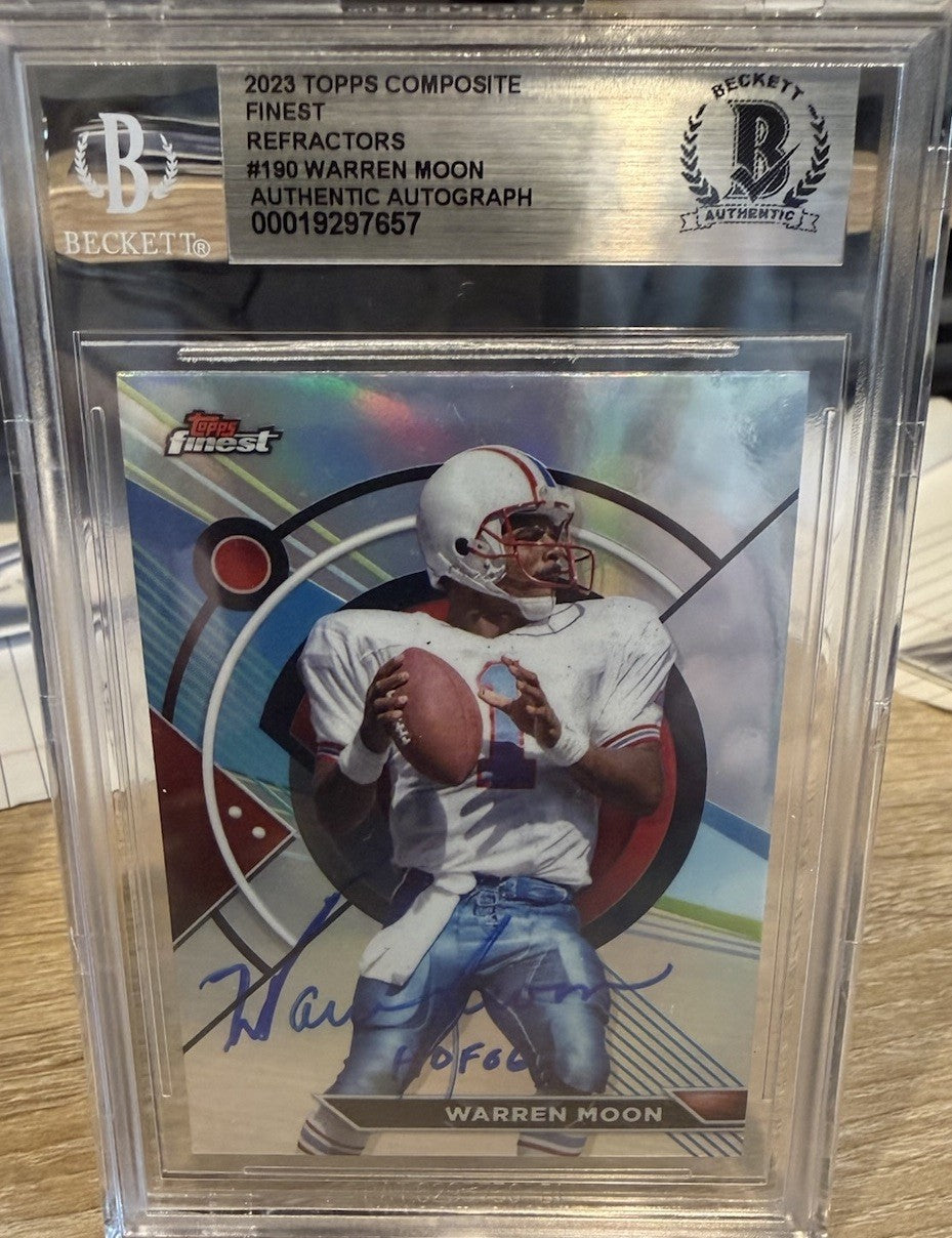 Warren Moon Signed 2023 Topps Composite Finest #190 - Beckett BAS encased HOF