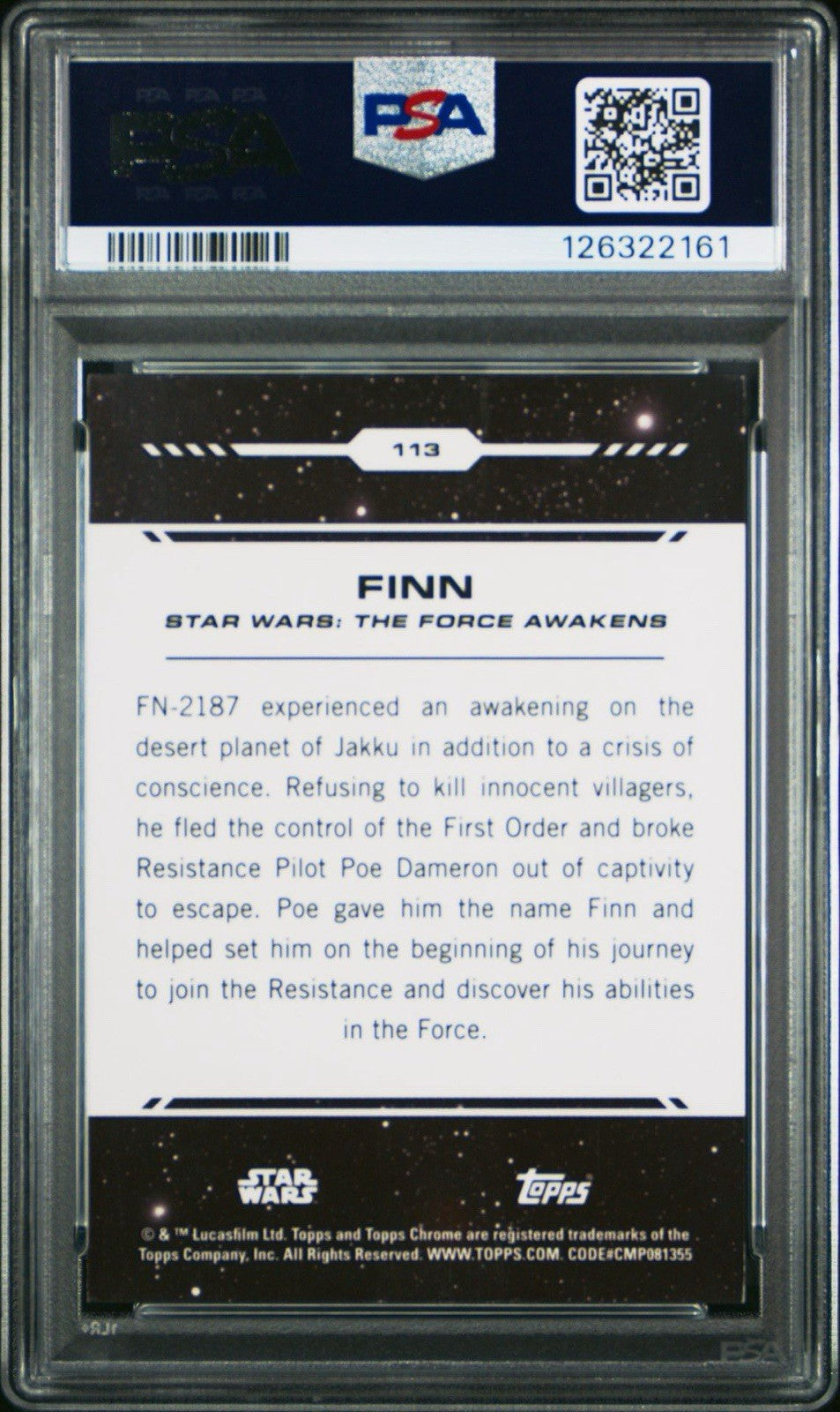 2024 Topps Chrome Star Wars Finn- Mustafar Lava #d /10 PSA 8