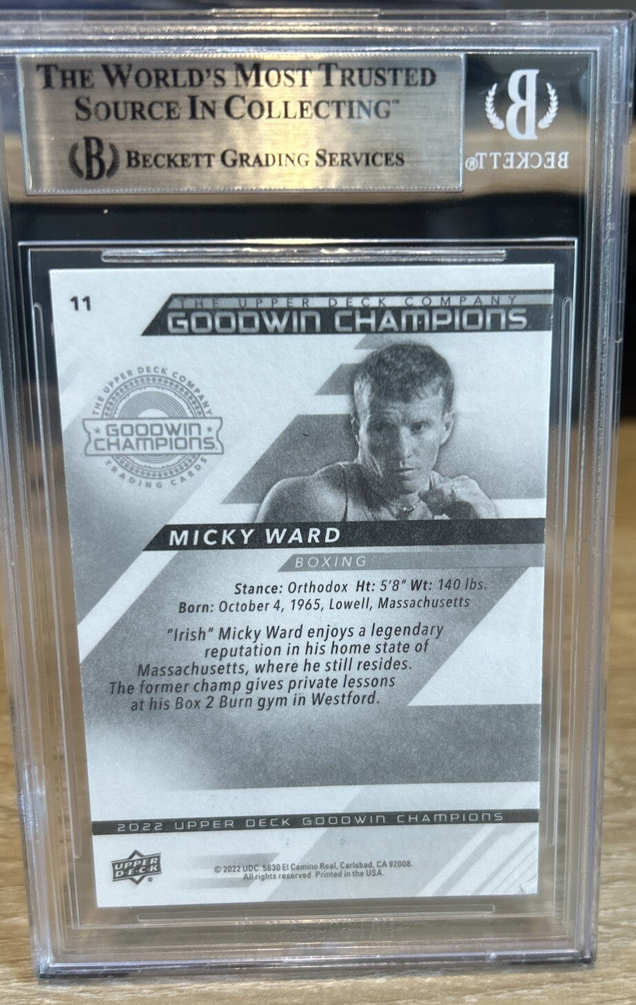 Signed 2022 Upper Deck Goodwin Champions #11 Micky Ward Beckett BAS Slab