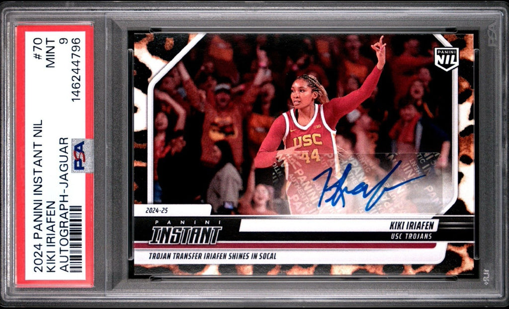 Kiki Iriafen 2024-25 Panini Instant NIL #70 Jaguar Signed Auto /10 RC USC PSA 9