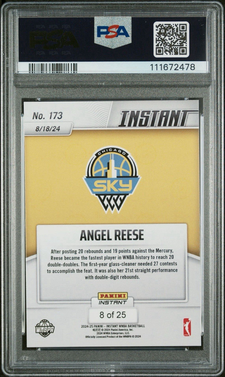 2024 Panini Instant WNBA #173 Angel Reese RC Jungle /25 - PSA 9