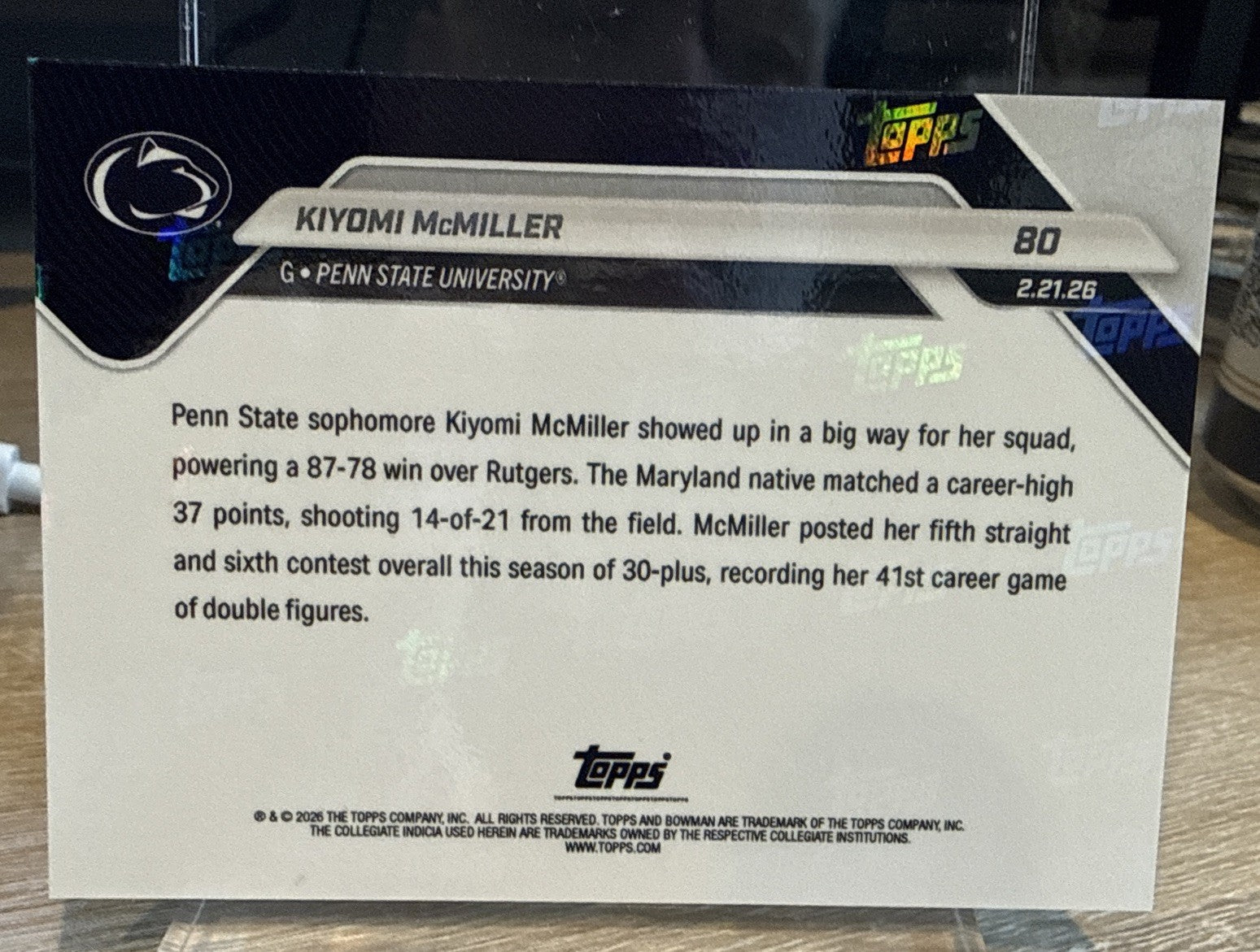Kiyomi McMiller 2025-26 Bowman U Now #80 Orange Foil #d /25 - 5 Straight 30+ Pts