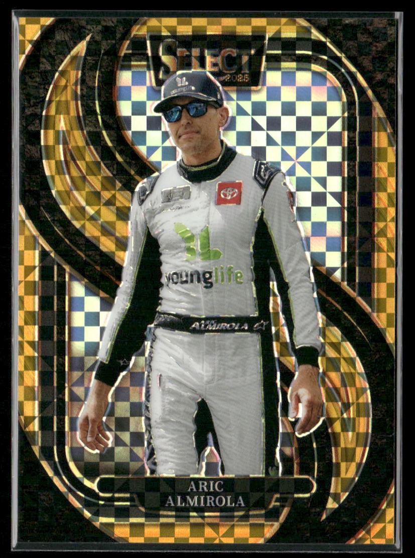 2025 Panini Select Racing #297 Aric Almirola FOTL Gold Power Plaid /13