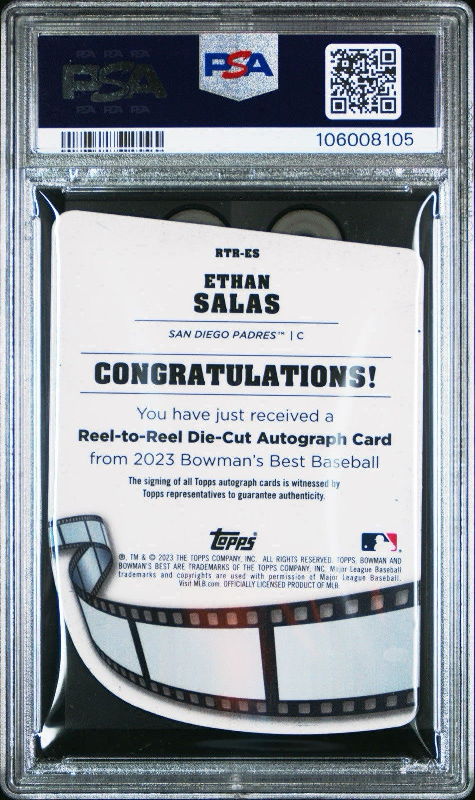 2023 Bowman’s Best Ethan Salas Reel To Reel /150 Autograph PSA 10 Gem MT