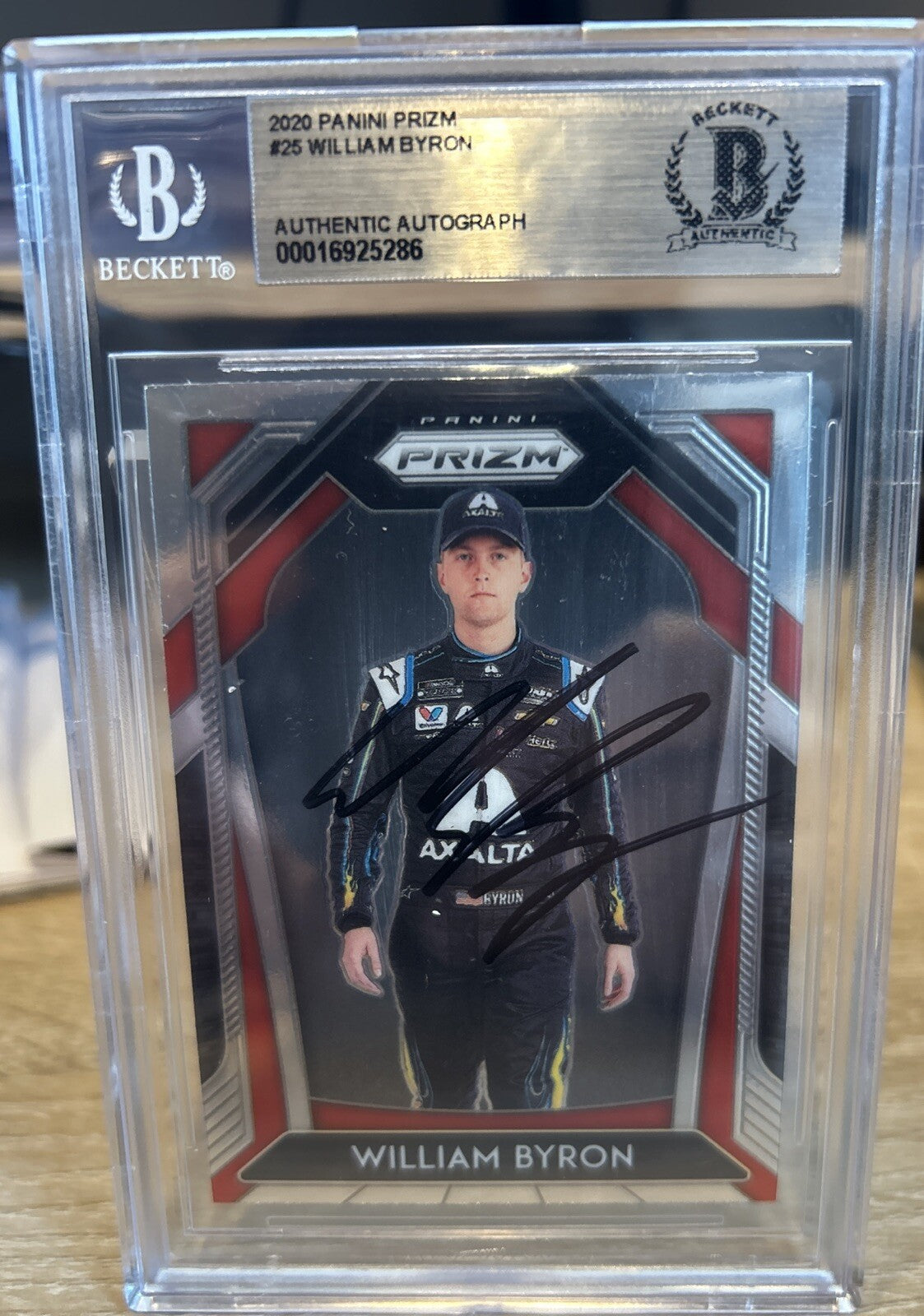 Signed WILLIAM BYRON 2020 Panini Prizm #25 NASCAR BECKETT BAS Slab