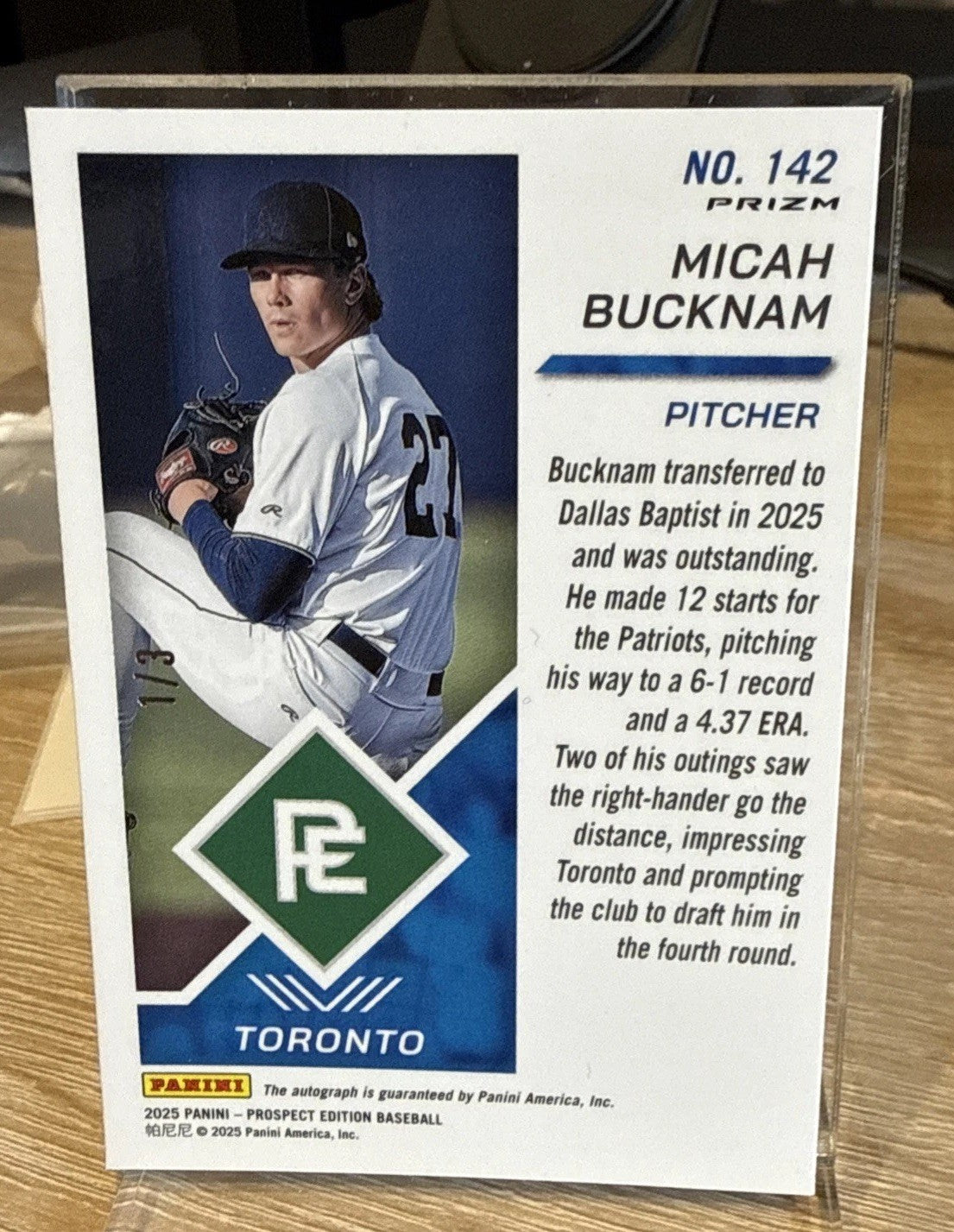2025 Panini Prospect Edition Micah Bucknam FOTL Gold Pandora PRIZM AUTO #d 1/3